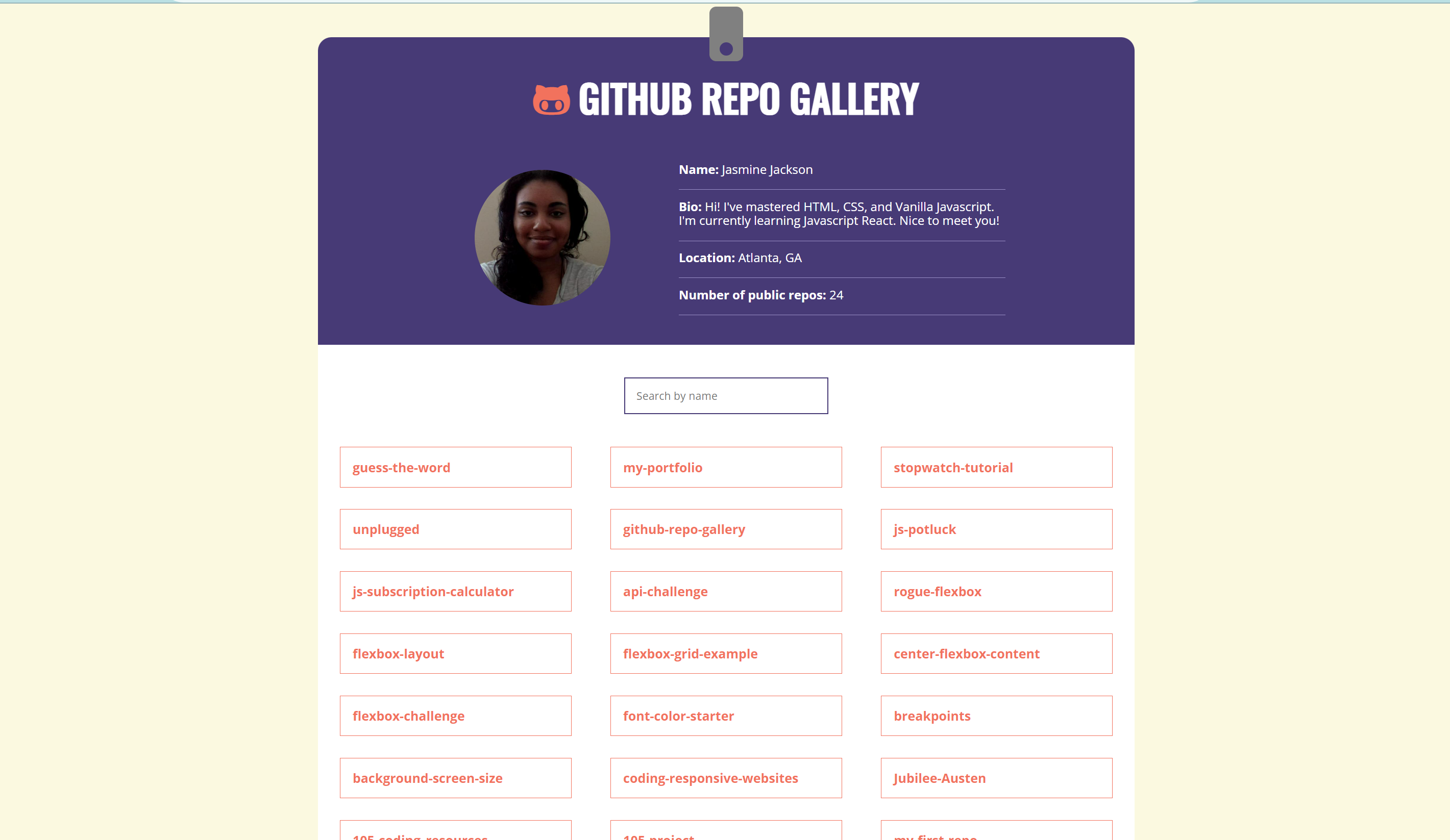 Github repo gallery